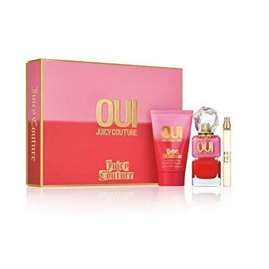 JUICY COUTURE OUI 3 PCS SET: 3.4 EAU DE PARFUM SPRAY + 4.2 BODY CREAM + MINI SPRAY
